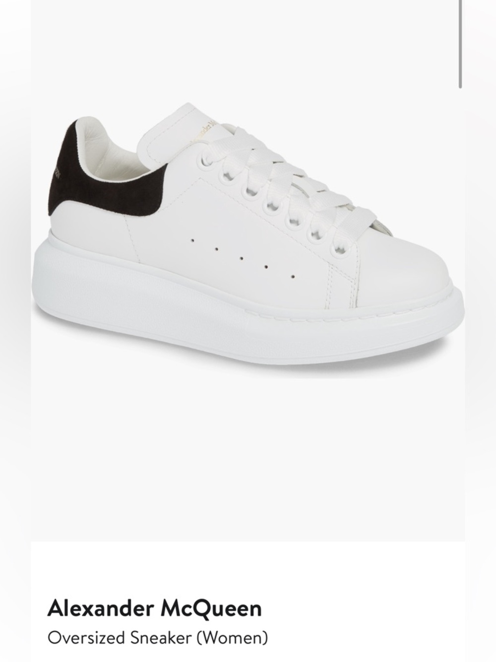 Alexander McQueen White Leather Oversized Sneaker with Black Heel